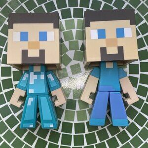 Lot of 2 JINX Minecraft Steve 6” Vinyl Figures 2013–2016